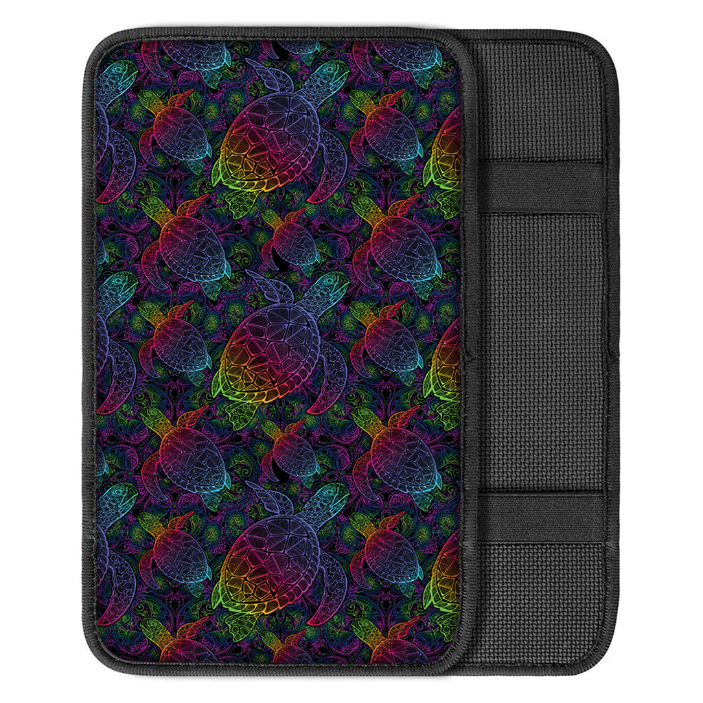 Colorful Sea Turtle Pattern Print Car Center Console Cover