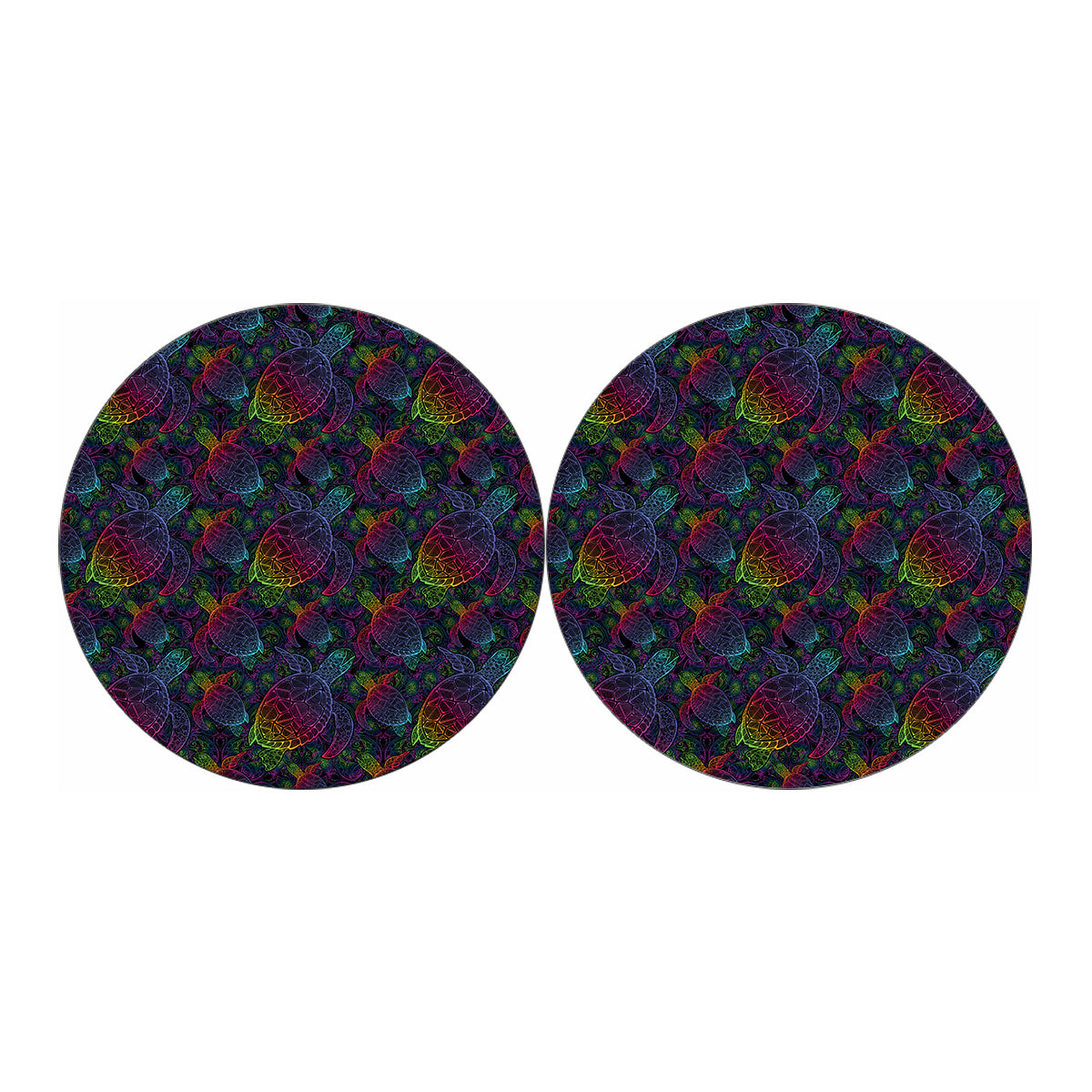Colorful Sea Turtle Pattern Print Car Coasters
