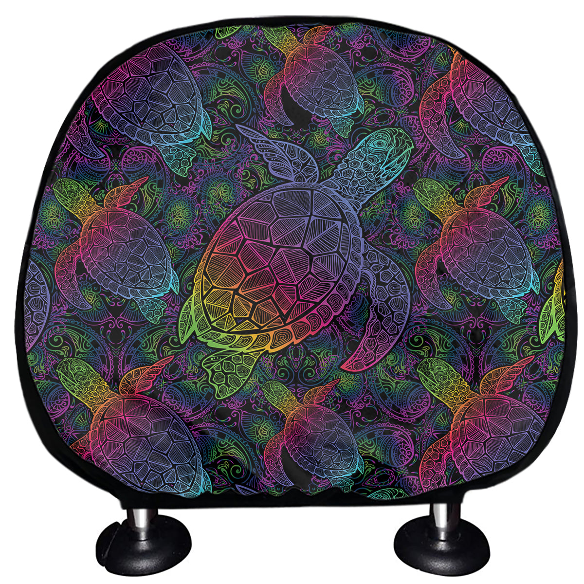 Colorful Sea Turtle Pattern Print Car Headrest Covers