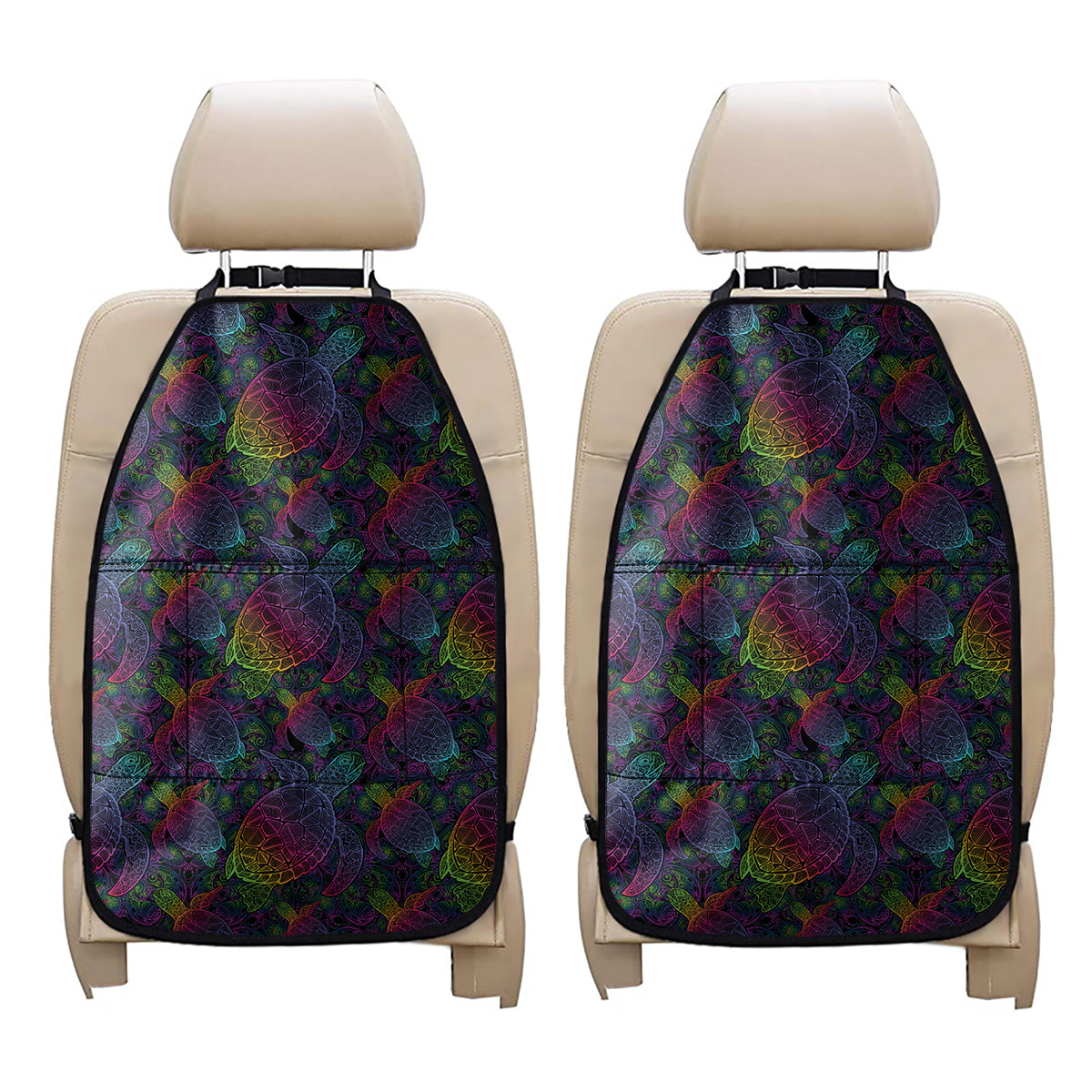 Colorful Sea Turtle Pattern Print Car Seat Organizers
