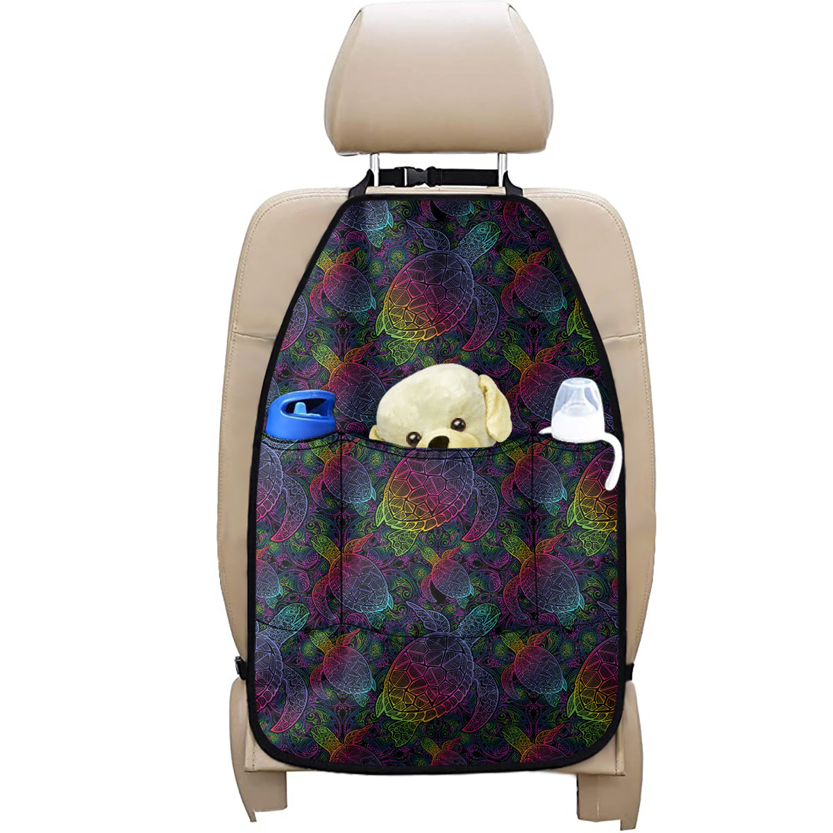 Colorful Sea Turtle Pattern Print Car Seat Organizers