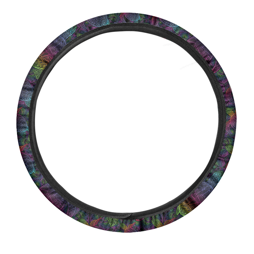 Colorful Sea Turtle Pattern Print Car Steering Wheel Cover