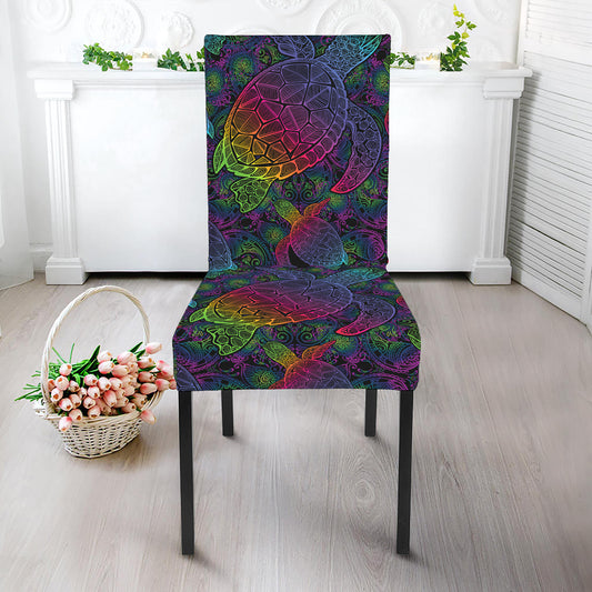 Colorful Sea Turtle Pattern Print Dining Chair Slipcover
