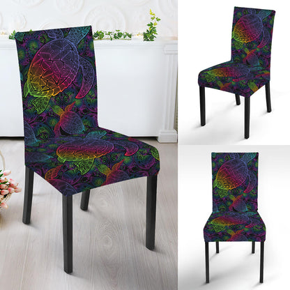 Colorful Sea Turtle Pattern Print Dining Chair Slipcover