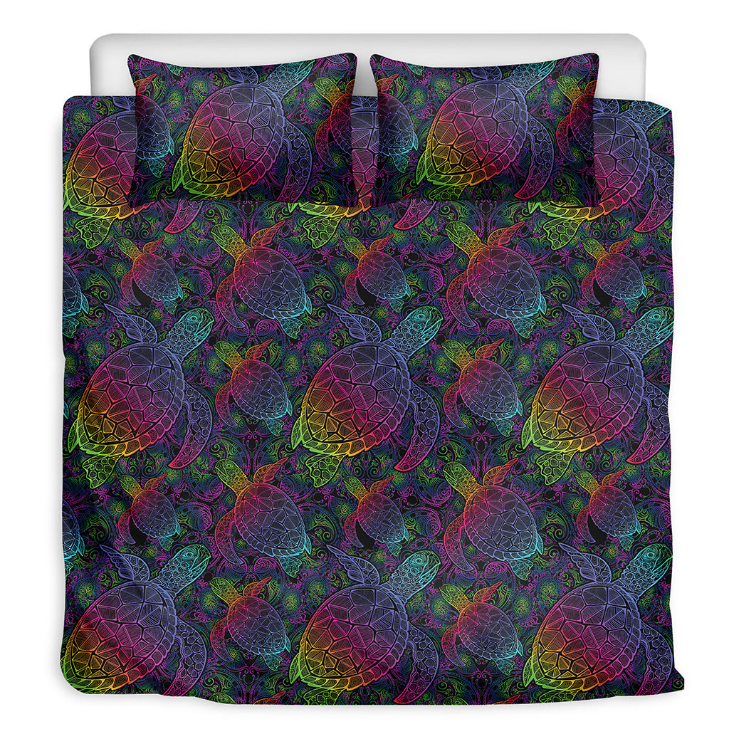 Colorful Sea Turtle Pattern Print Duvet Cover Bedding Set