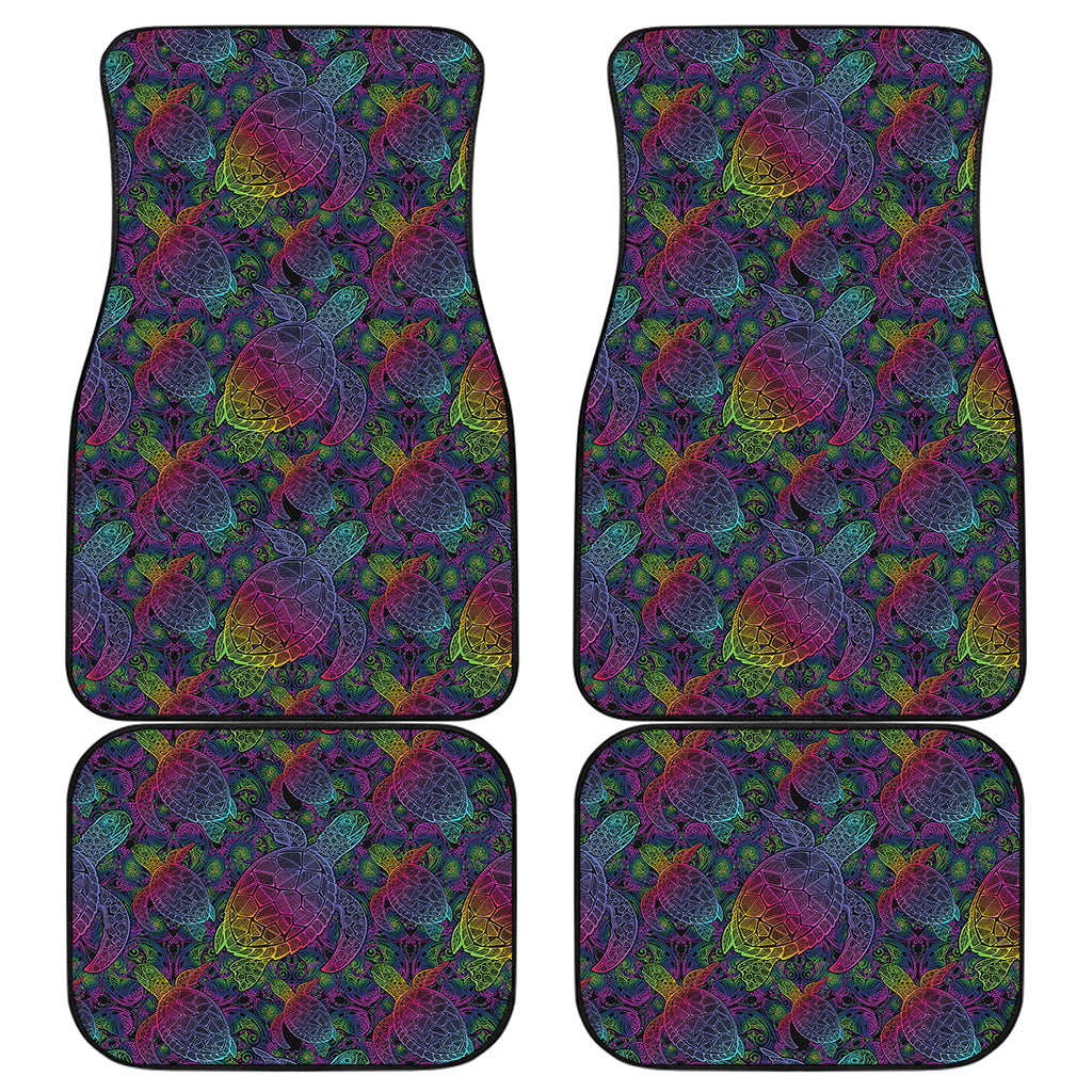 Colorful Sea Turtle Pattern Print Front and Back Car Floor Mats