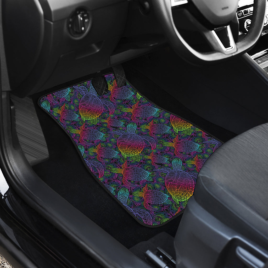 Colorful Sea Turtle Pattern Print Front and Back Car Floor Mats