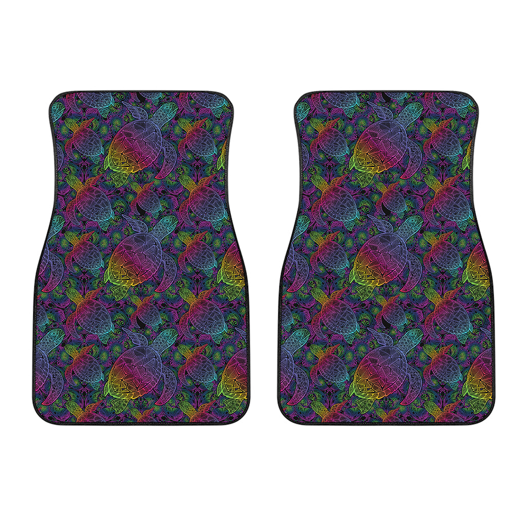 Colorful Sea Turtle Pattern Print Front Car Floor Mats