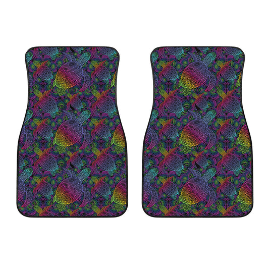 Colorful Sea Turtle Pattern Print Front Car Floor Mats