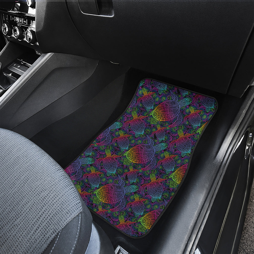 Colorful Sea Turtle Pattern Print Front Car Floor Mats