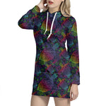 Colorful Sea Turtle Pattern Print Hoodie Dress