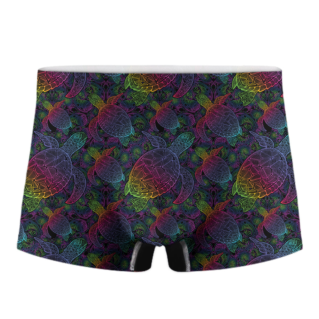 Colorful Sea Turtle Pattern Print Men's Boxer Briefs