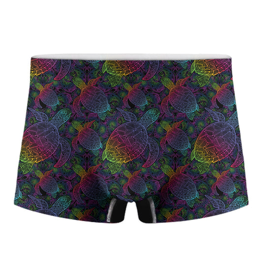 Colorful Sea Turtle Pattern Print Men's Boxer Briefs