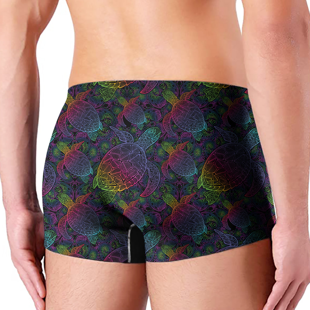 Colorful Sea Turtle Pattern Print Men's Boxer Briefs