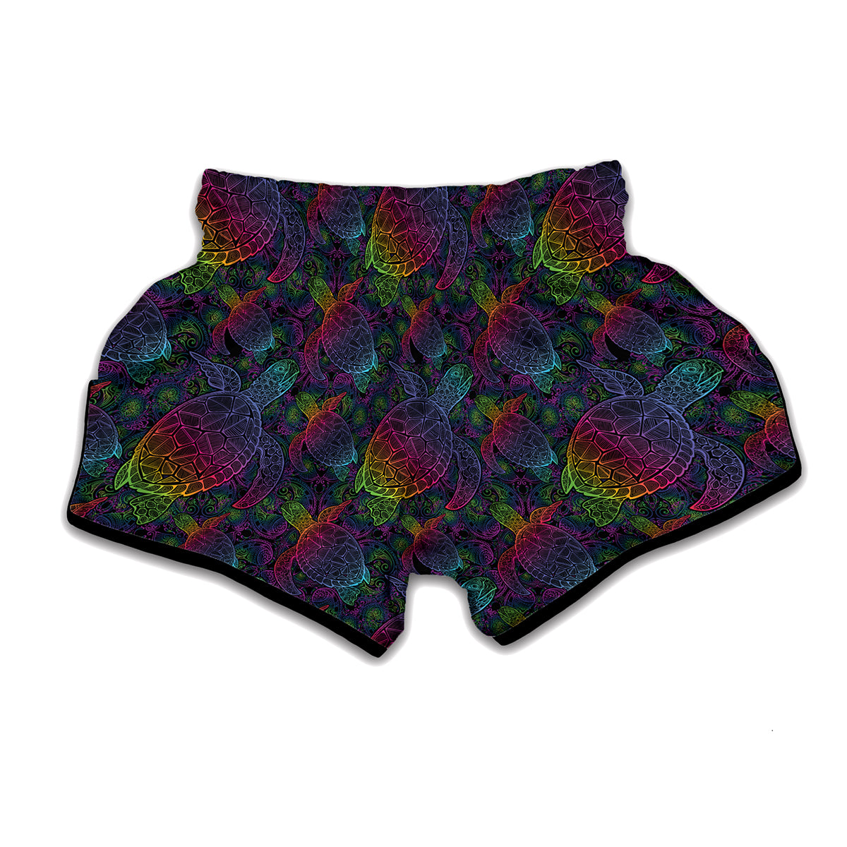 Colorful Sea Turtle Pattern Print Muay Thai Boxing Shorts