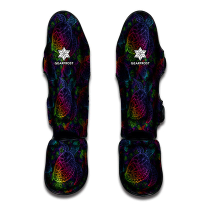 Colorful Sea Turtle Pattern Print Muay Thai Shin Guard