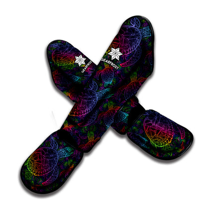Colorful Sea Turtle Pattern Print Muay Thai Shin Guard