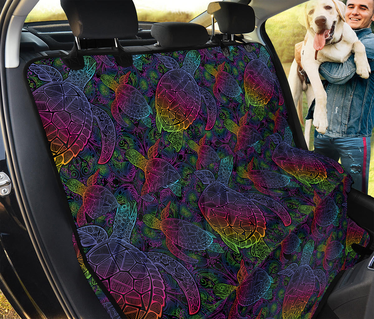 Colorful Sea Turtle Pattern Print Pet Car Back Seat Cover