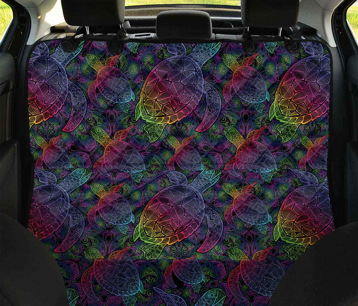 Colorful Sea Turtle Pattern Print Pet Car Back Seat Cover