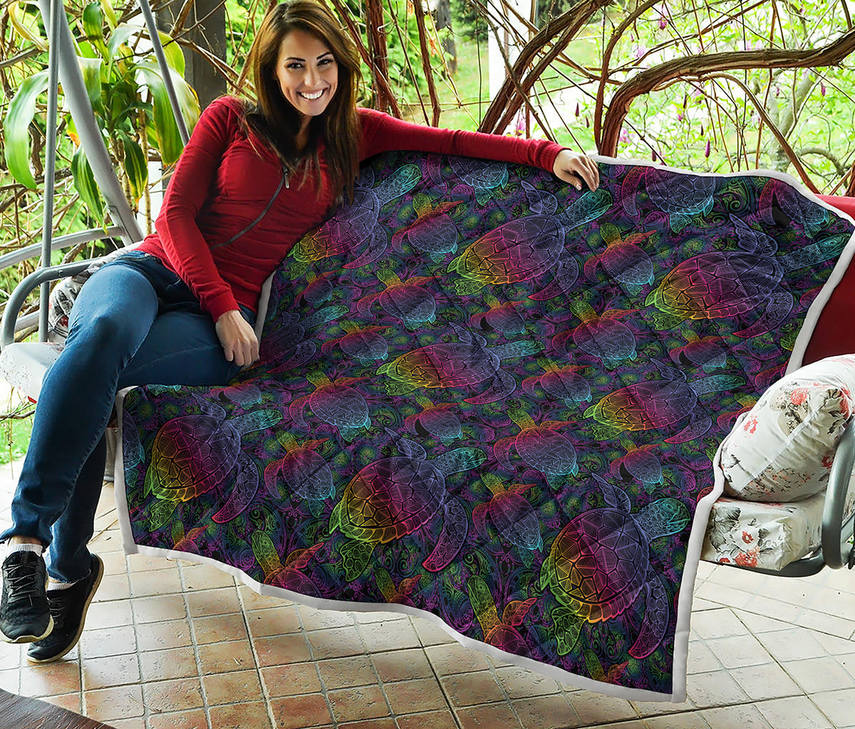 Colorful Sea Turtle Pattern Print Quilt