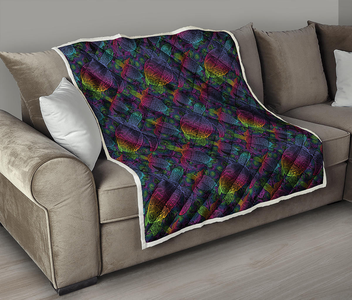 Colorful Sea Turtle Pattern Print Quilt