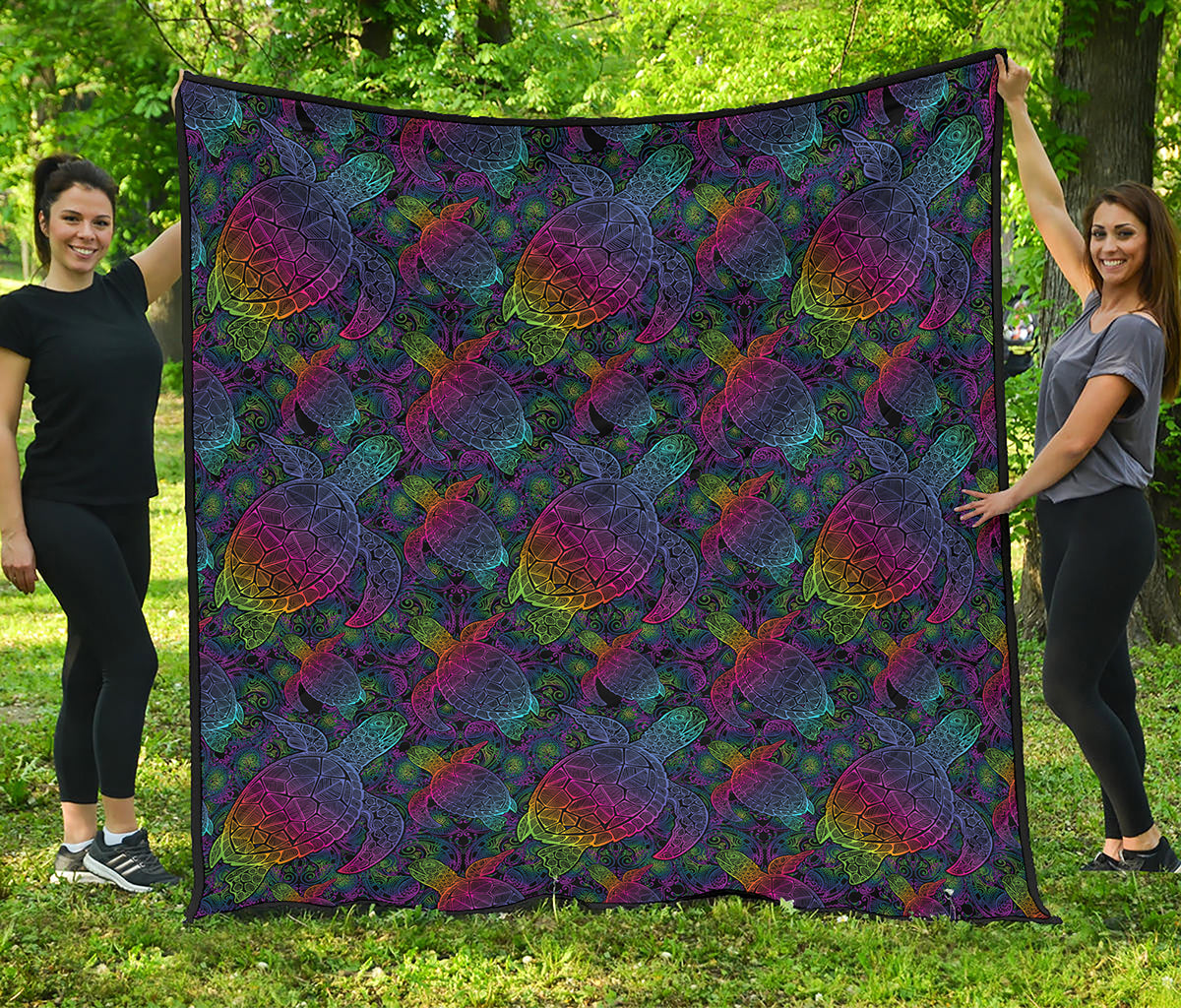 Colorful Sea Turtle Pattern Print Quilt