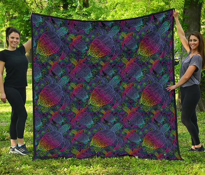 Colorful Sea Turtle Pattern Print Quilt