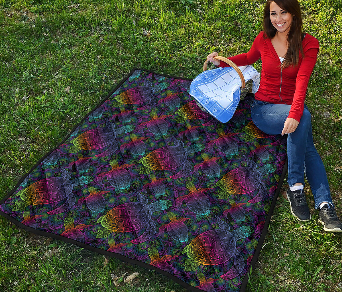 Colorful Sea Turtle Pattern Print Quilt