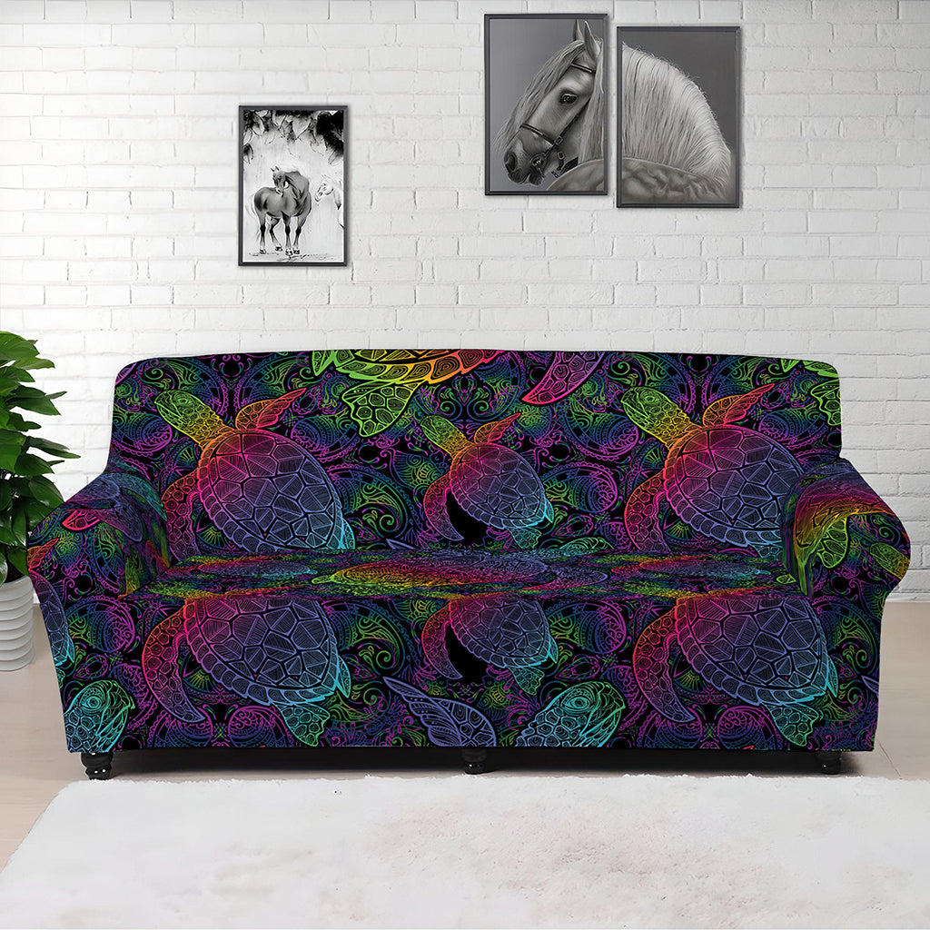 Colorful Sea Turtle Pattern Print Sofa Cover