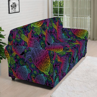 Colorful Sea Turtle Pattern Print Sofa Cover