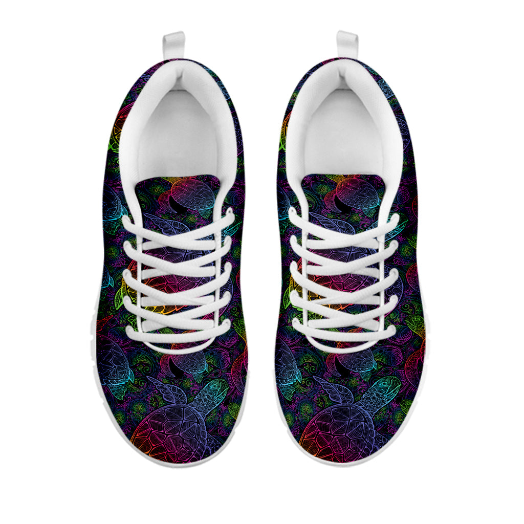 Colorful Sea Turtle Pattern Print White Sneakers