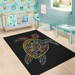 Colorful Sea Turtle Print Area Rug