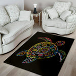 Colorful Sea Turtle Print Area Rug