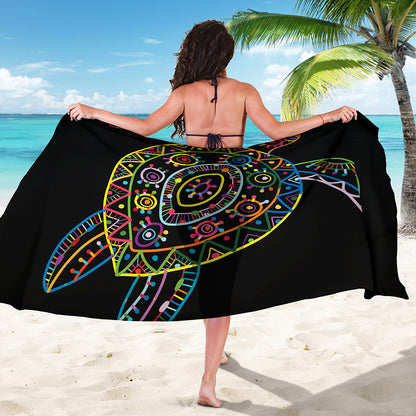 Colorful Sea Turtle Print Beach Sarong Wrap