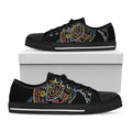 Colorful Sea Turtle Print Black Low Top Sneakers