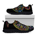Colorful Sea Turtle Print Black Running Shoes