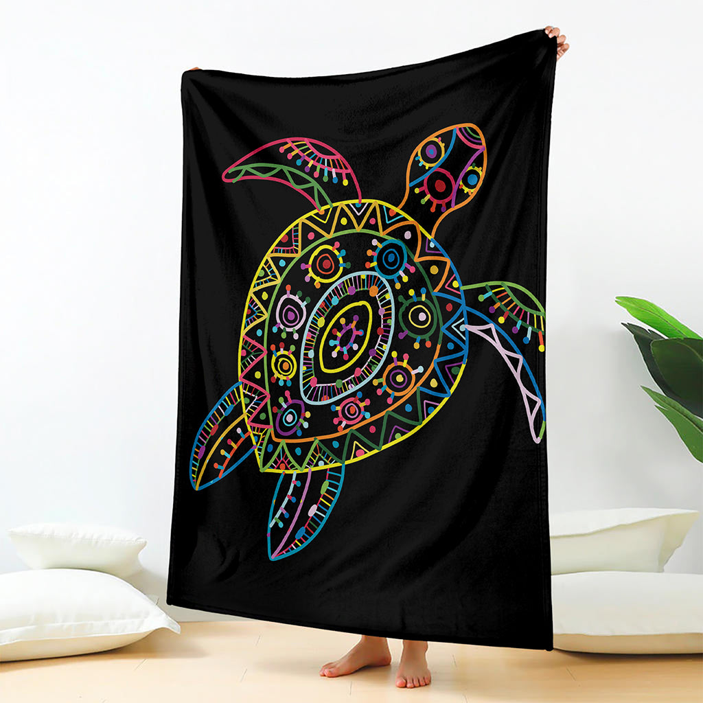 Colorful Sea Turtle Print Blanket