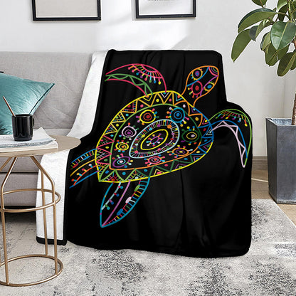 Colorful Sea Turtle Print Blanket