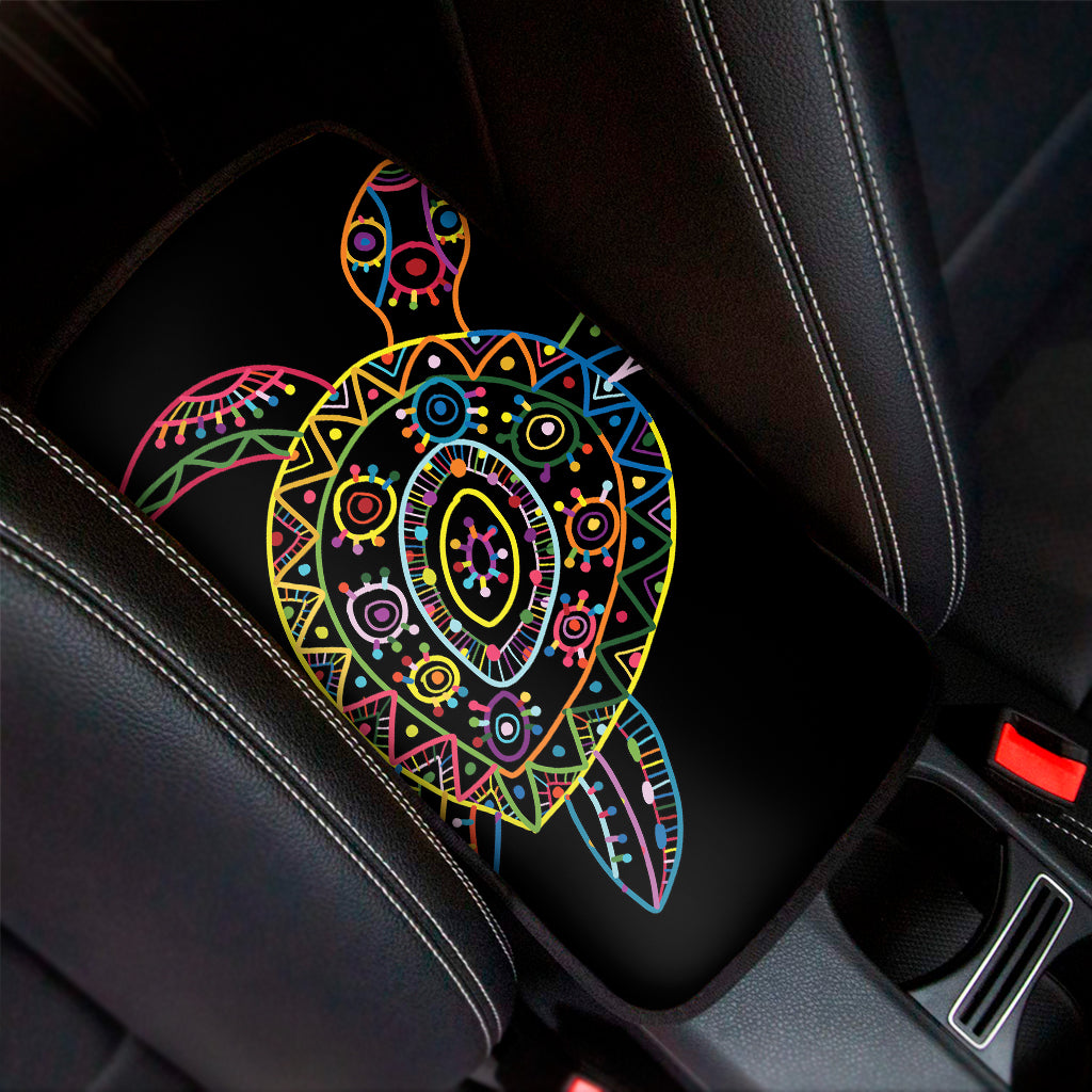 Colorful Sea Turtle Print Car Center Console Cover
