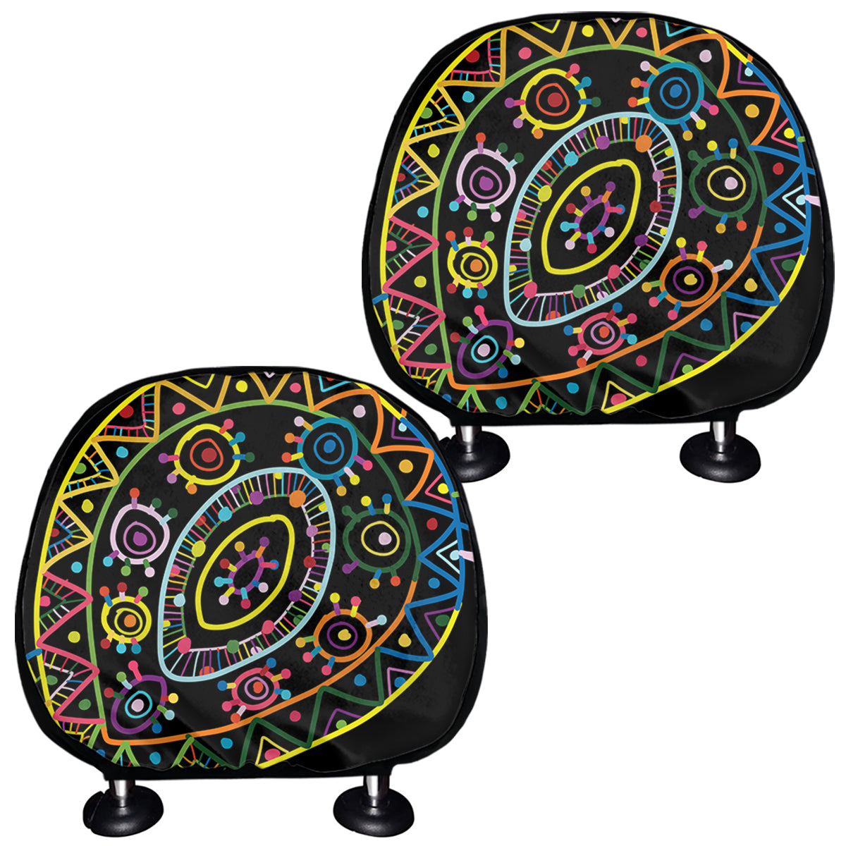 Colorful Sea Turtle Print Car Headrest Covers