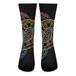 Colorful Sea Turtle Print Crew Socks