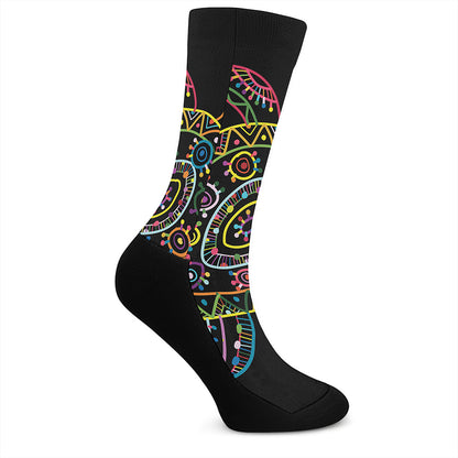 Colorful Sea Turtle Print Crew Socks