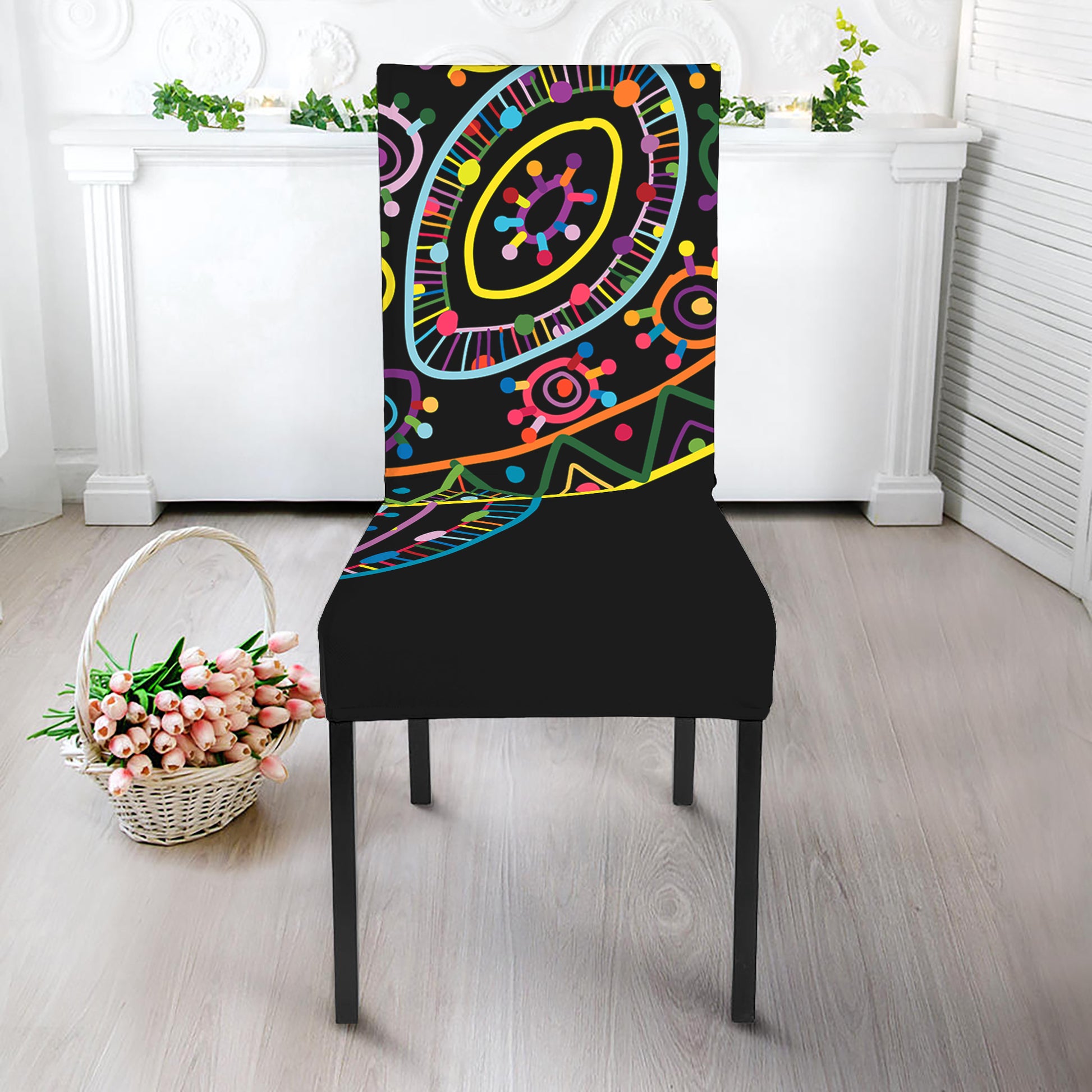 Colorful Sea Turtle Print Dining Chair Slipcover