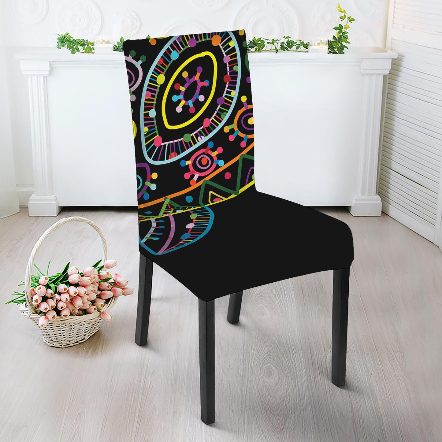 Colorful Sea Turtle Print Dining Chair Slipcover