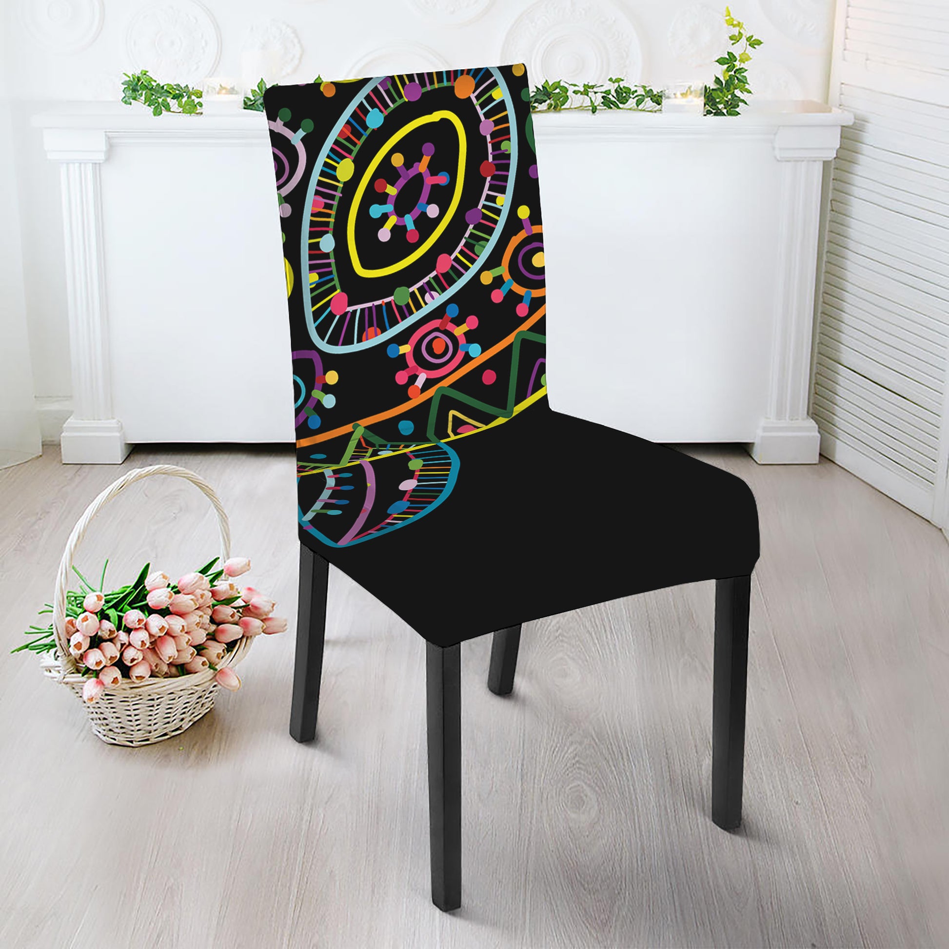 Colorful Sea Turtle Print Dining Chair Slipcover