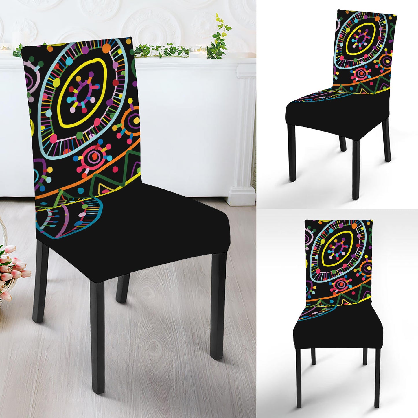 Colorful Sea Turtle Print Dining Chair Slipcover
