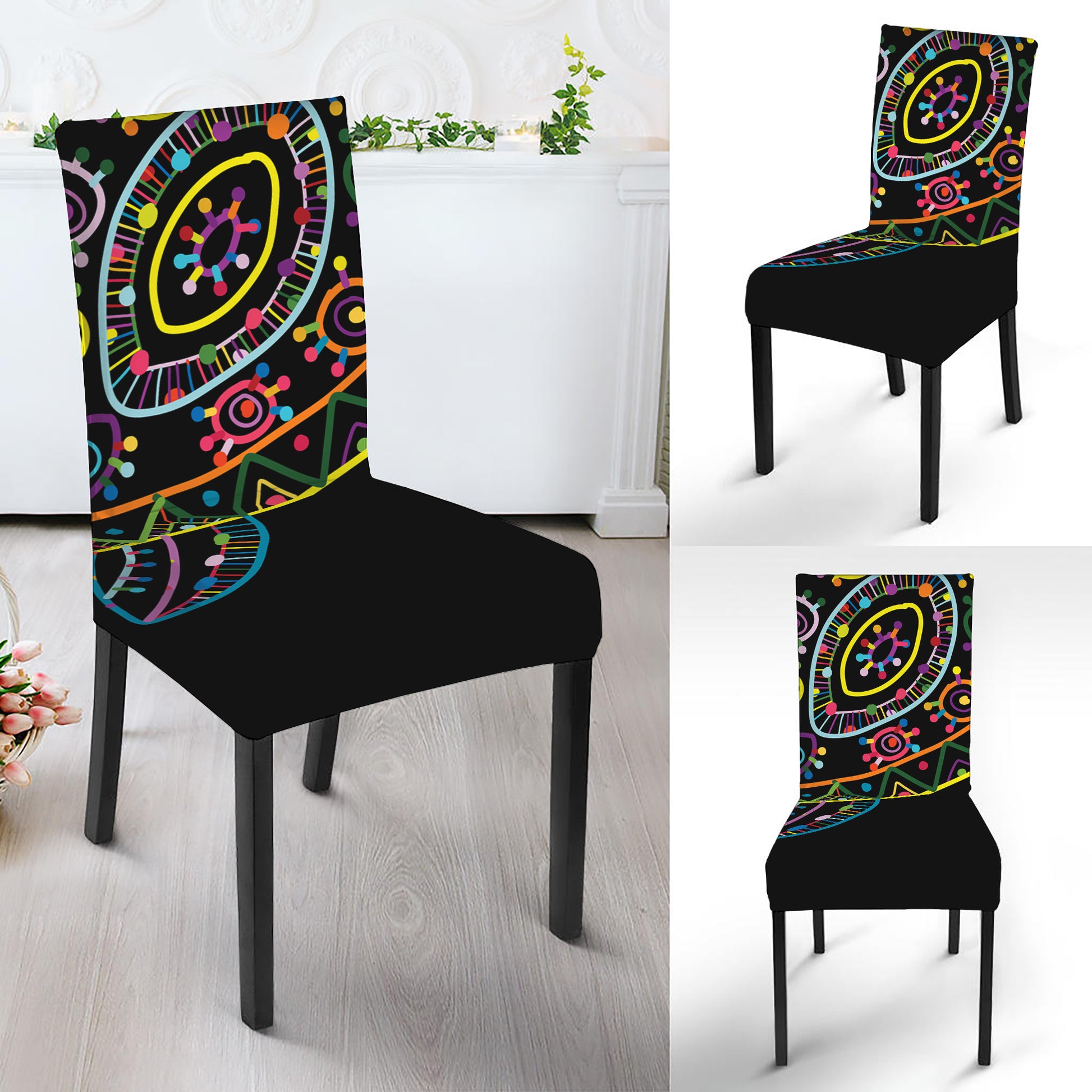 Colorful Sea Turtle Print Dining Chair Slipcover