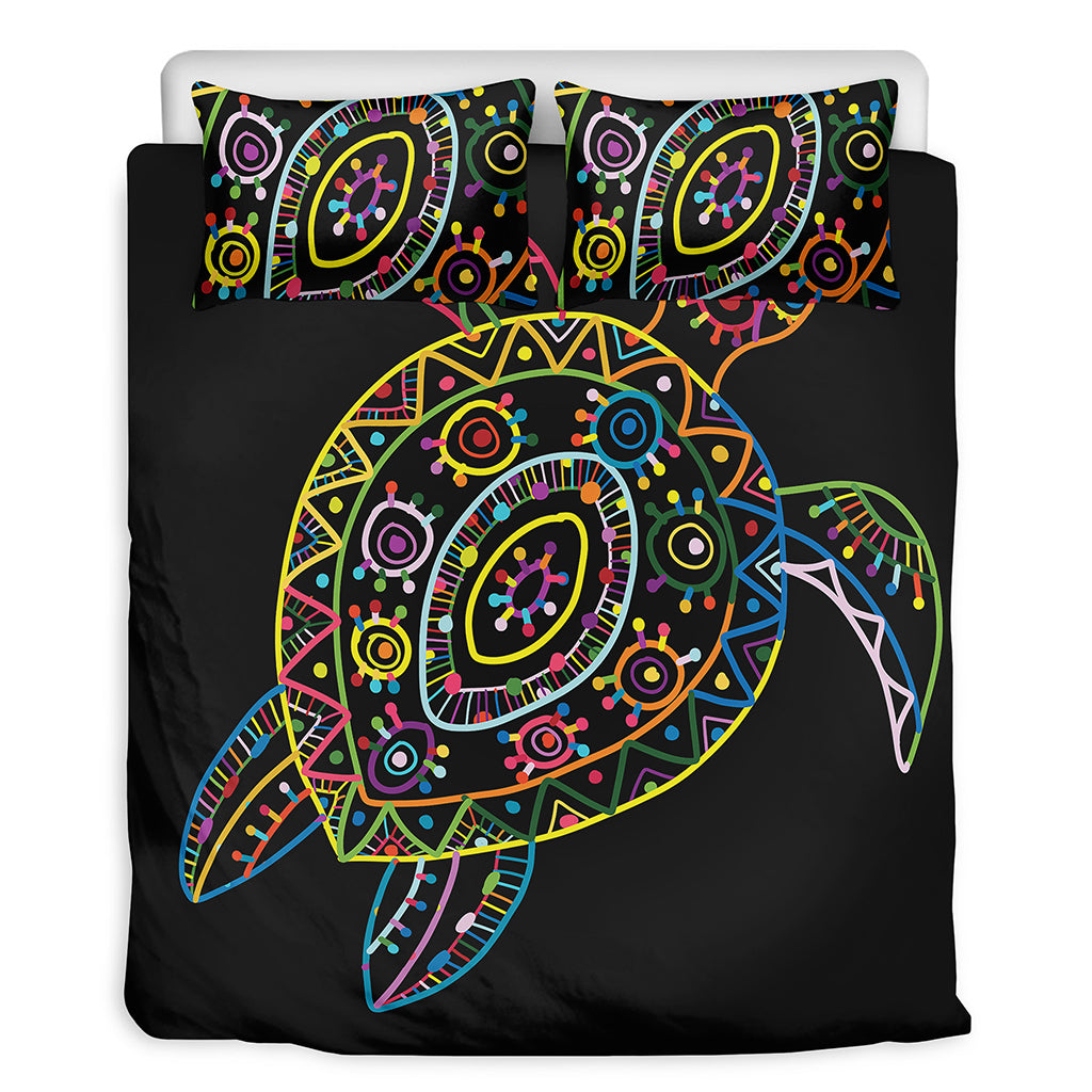 Colorful Sea Turtle Print Duvet Cover Bedding Set
