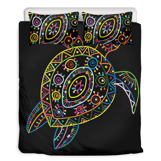Colorful Sea Turtle Print Duvet Cover Bedding Set