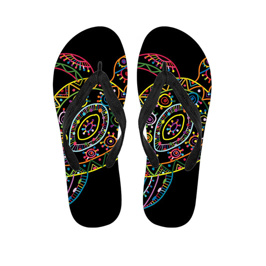 Colorful Sea Turtle Print Flip Flops